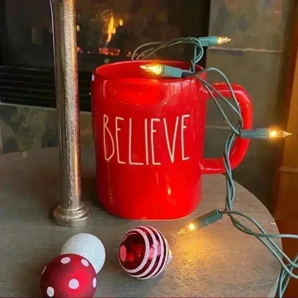 ❤️ NEW Rae Dunn BELIEVE - Beautiful Christmas RED Holiday Ceramic Coffee Mug/Cup - Picture 5 of 11